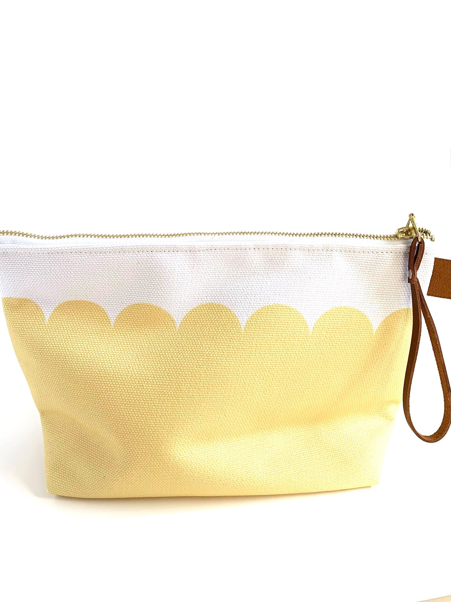 Personalized Zippered Pouch - Yellow Scallop