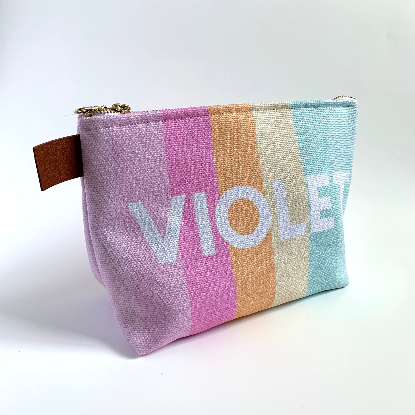 Personalized Zippered Pouch - Rainbow Block