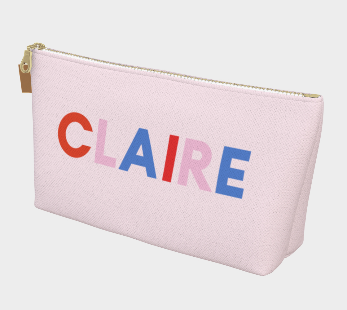 Personalized Zippered Pouch - Pink, Red, Blue