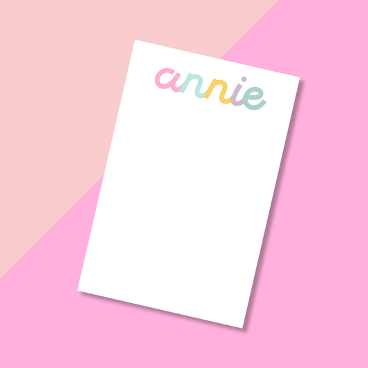 Personalized Notepad - Cursive Pastels