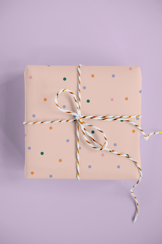 Peach Polka Dot Gift Wrap