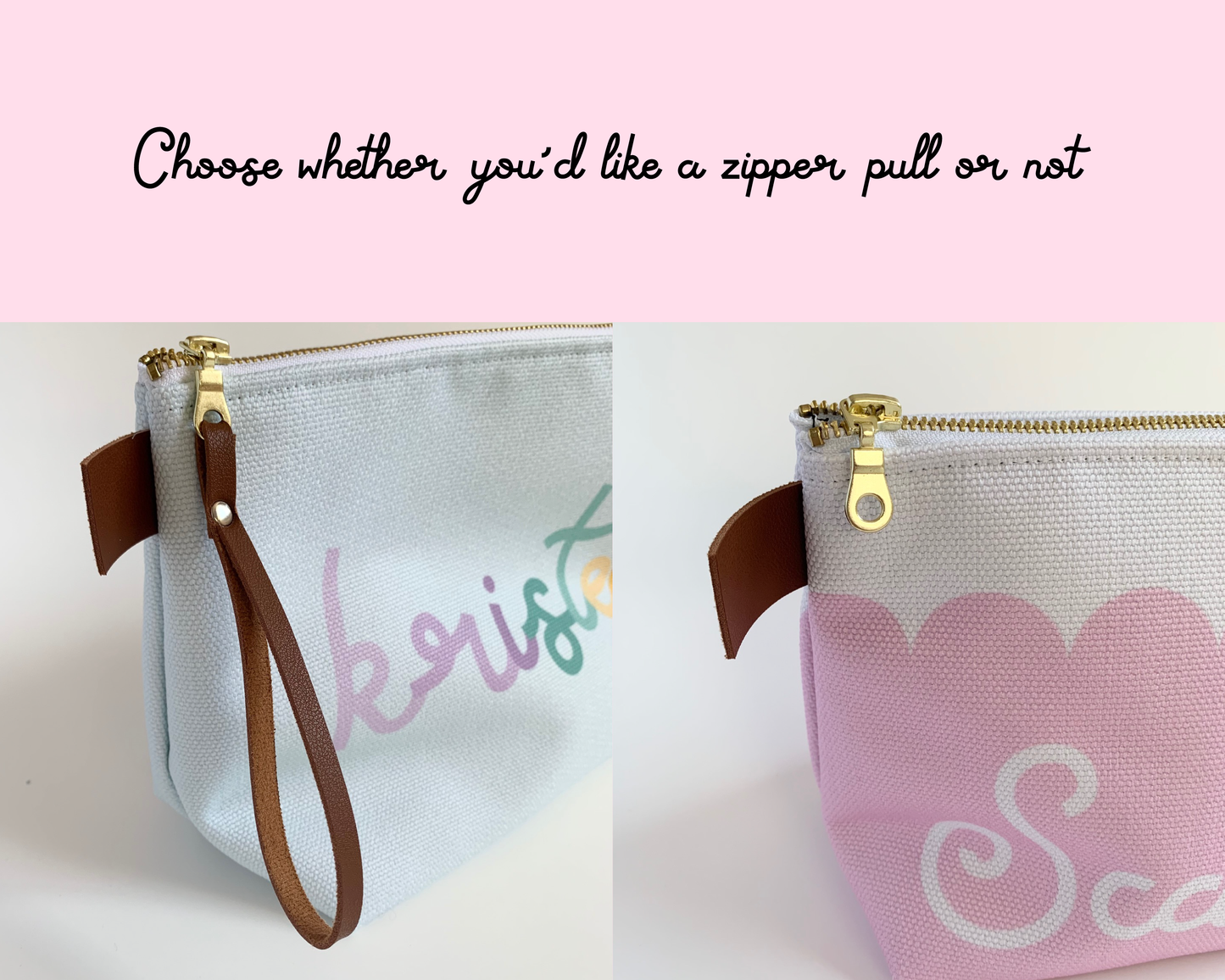 Personalized Zippered Pouch - Rainbow Cursive