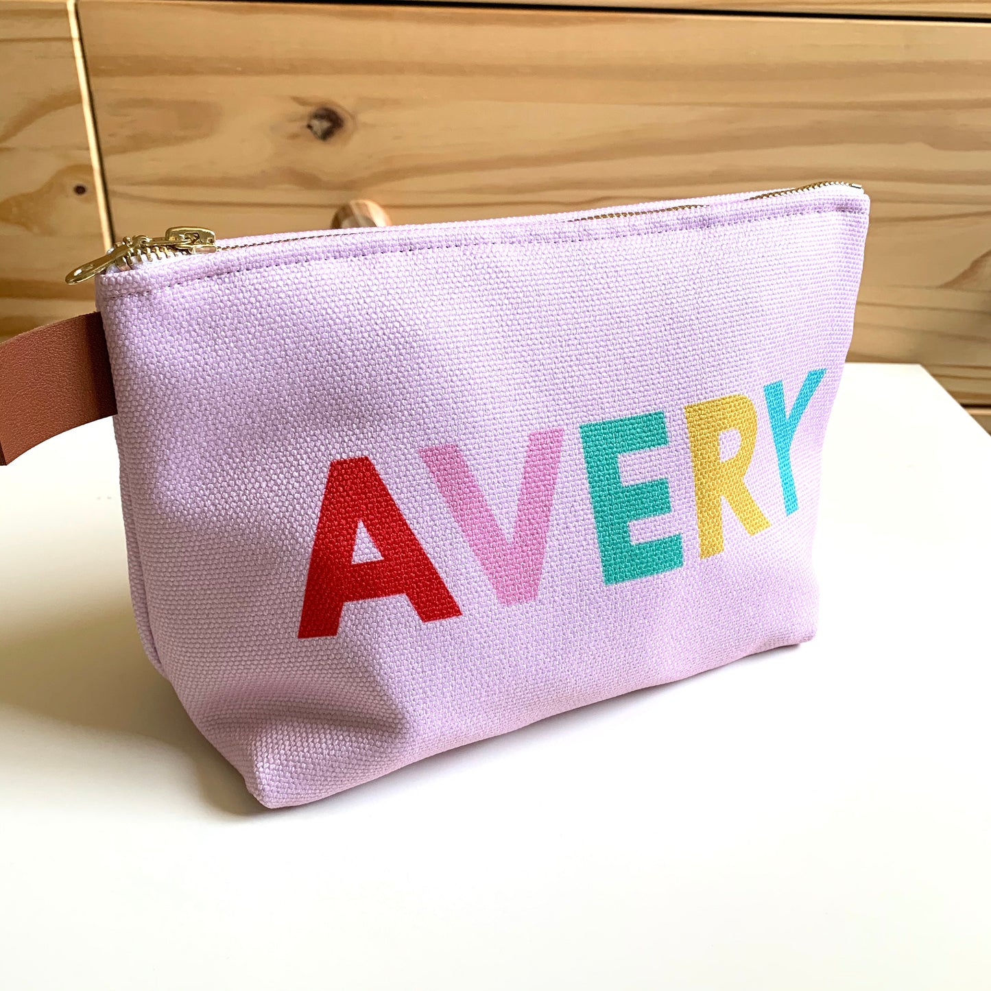 Personalized Rainbow Letter Zippered Pouch